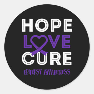 Epilepsie ins Bewusstsein bringen HOPE LIEBE CURE Runder Aufkleber