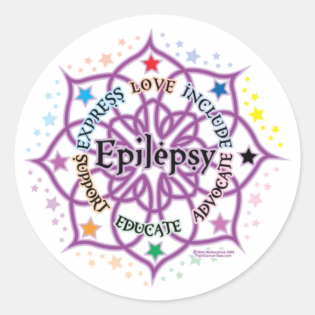 Epilepsie Lotus Runder Aufkleber (Vorderseite)