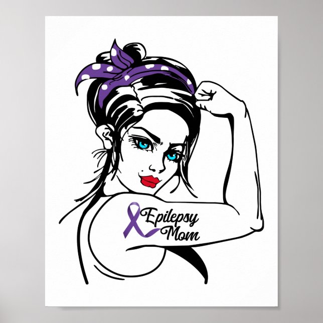 Epilepsie Mama Bewusstsein Rosie Riveter Ribbon Poster (Vorne)