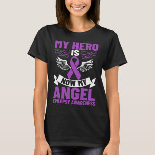 Epilepsie Ribbon My Held ist jetzt My Angel Epilep T-Shirt
