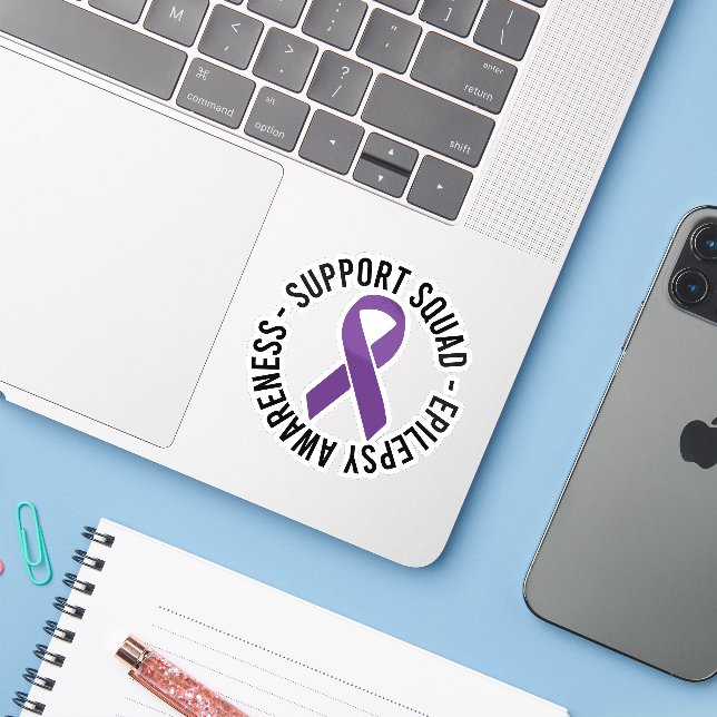 Epilepsie-Support-Squad-Bewusstseinsgeschenk Aufkleber (Laptop mit iPhone)