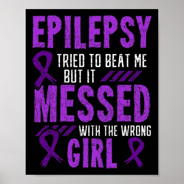 Epilepsie Warrior Day Epileptic Girl Lila Survivo Poster (Vorne)