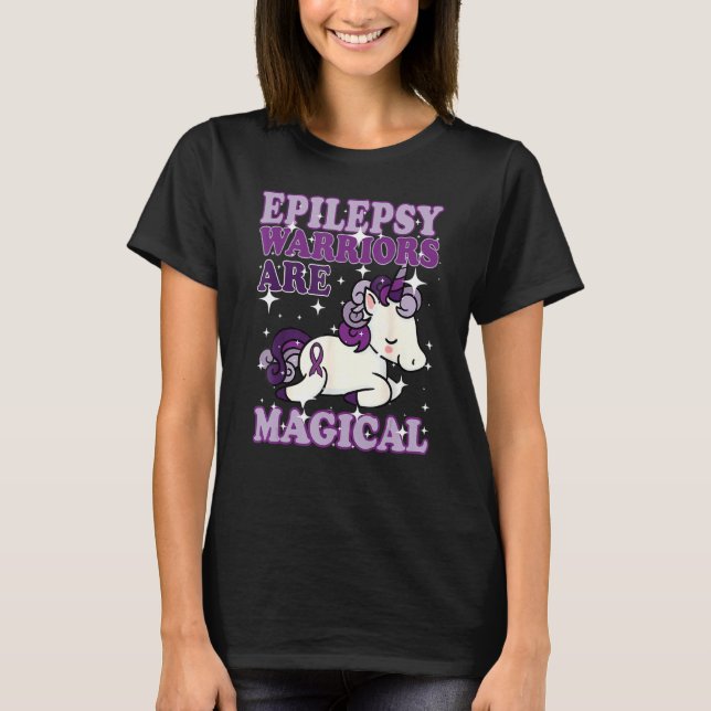 Epilepsie Warrior Epileptic Day Lila Unicorn T-Shirt (Vorderseite)