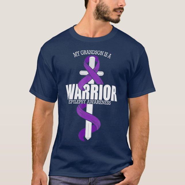 Epilepsie Warrior Grandson Epilepsie Bewusstsein T-Shirt (Vorderseite)