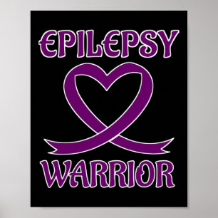 Epilepsie Warrior Lila Heart Ribbon Bewusstsein Poster