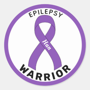 Epilepsie Warrior Ribbon White Round Sticker