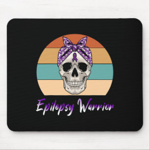 Epilepsie Warrior Vintag Skull Lila Ribbon Epile Mousepad