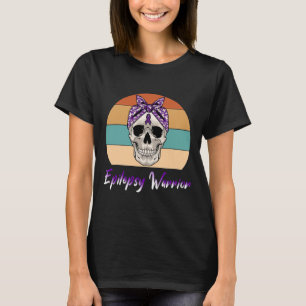 Epilepsie Warrior Vintag Skull Lila Ribbon Epile T-Shirt