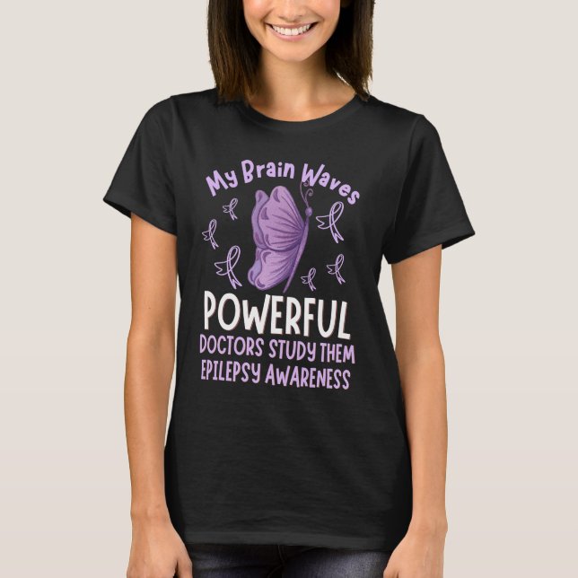 Epilepsy Awareness Butterfly Purple Ribbon Epileps T-Shirt (Vorderseite)