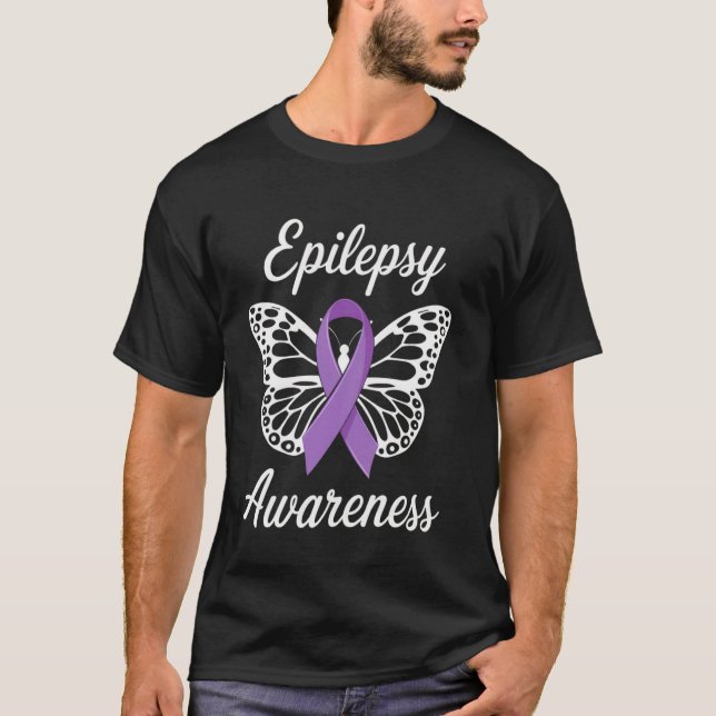 Epilepsy Awareness Butterfly Ribbon Support Butter T-Shirt (Vorderseite)