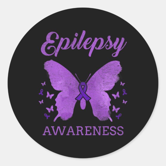 Epilepsy Awareness Butterfly Vintage  Runder Aufkleber (Vorderseite)