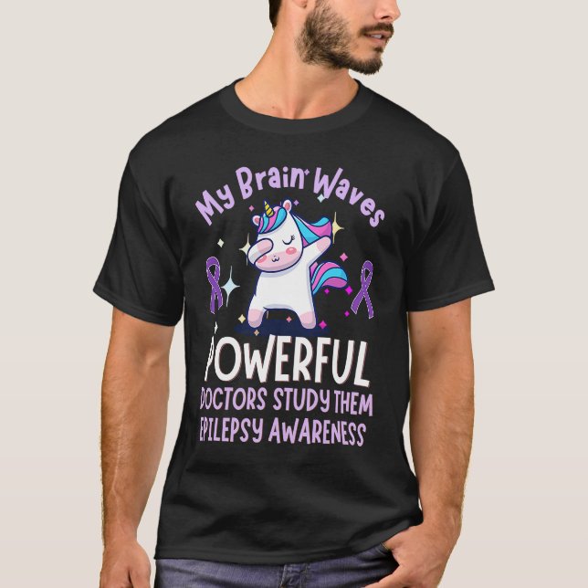 Epilepsy Awareness Cute Dabbing Unicorn Purple Rib T-Shirt (Vorderseite)