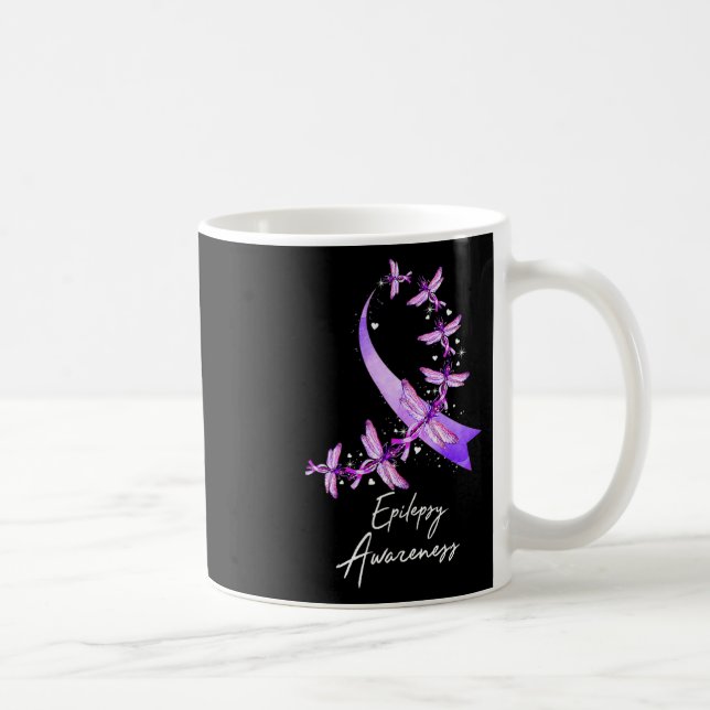 Epilepsy Awareness Dragonfly November We Wear Purp Kaffeetasse (Rechts)