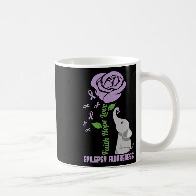 Epilepsy Awareness Faith Hope Love Flower Elephant Kaffeetasse (Rechts)