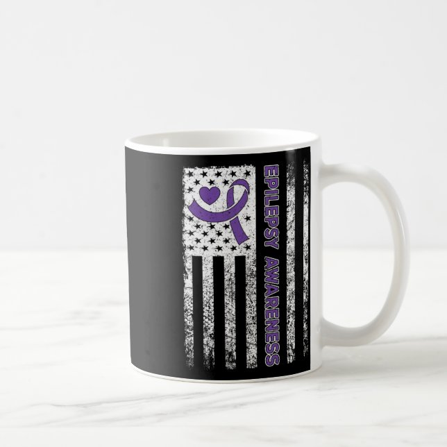 Epilepsy Awareness Flag Purple Ribbon Epilepsy War Kaffeetasse (Rechts)