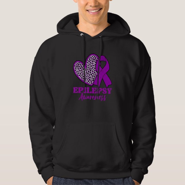 Epilepsy Awareness Heart Purple Ribbon Hoodie (Vorderseite)