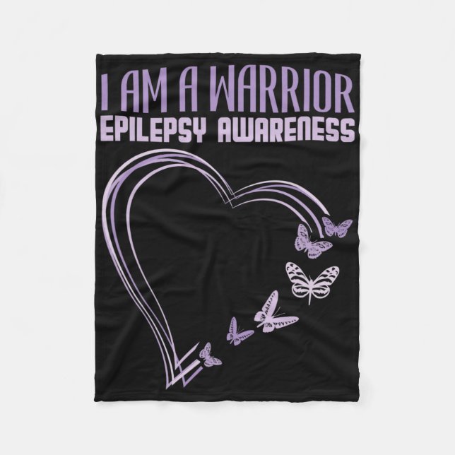 Epilepsy Awareness I'm A Warrior Heart Butterfly  Fleecedecke (Vorderseite)