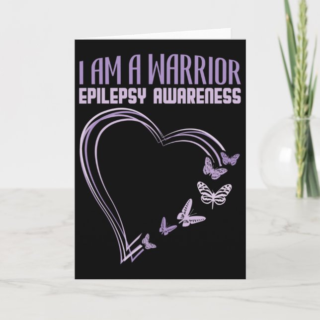 Epilepsy Awareness I'm A Warrior Heart Butterfly  Karte (Vorderseite)