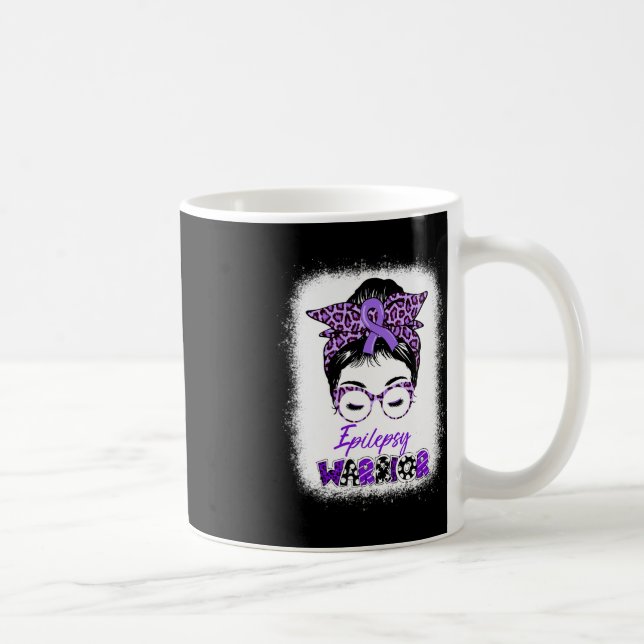 Epilepsy Awareness Messy Bun Warrior Leopard Banda Kaffeetasse (Rechts)
