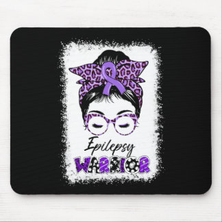 Epilepsy Awareness Messy Bun Warrior Leopard Banda Mousepad