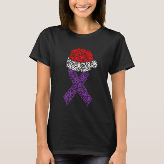 Epilepsy Awareness Month Purple Ribbon Santa Hat C T-Shirt