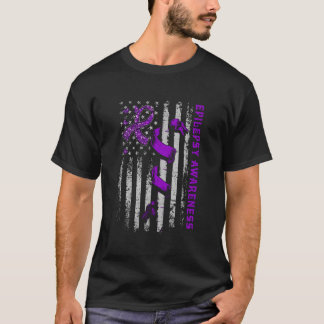 Epilepsy Awareness Patriotic Us American Flagpurpl T-Shirt
