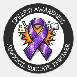 Epilepsy Awareness | Purple Awareness Ribbon Runder Aufkleber