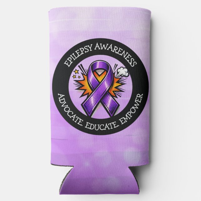 Epilepsy Awareness | Purple Awareness Ribbon Selters Dosenkühler (Rückseite)