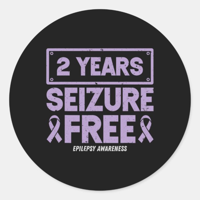Epilepsy Awareness Ribbon 2 Years Seizure Free  Runder Aufkleber (Vorderseite)