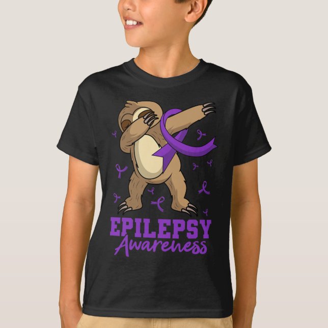 Epilepsy Awareness Sloth Dabbing Epileptic Epileps T-Shirt (Vorderseite)