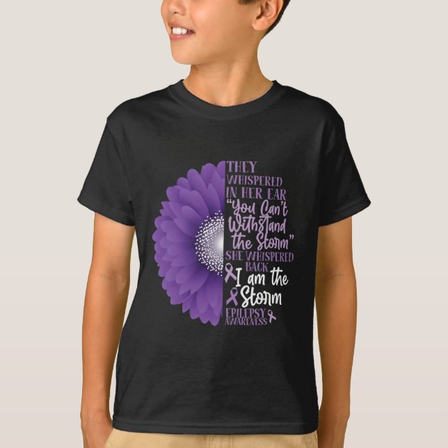 Epilepsy Awareness They Whispered In Her Ear Flowe T-Shirt (Vorderseite)