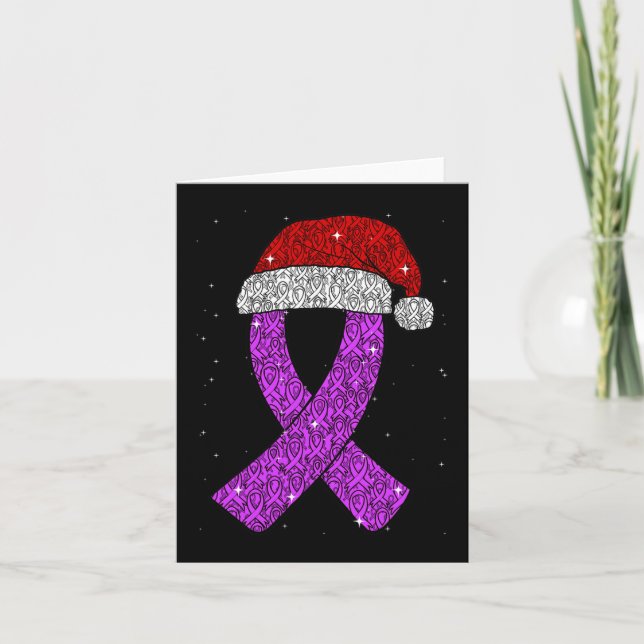 Epilepsy Christmas Hat Lila Bewusstsein Ribbon Sei Karte (Vorderseite)