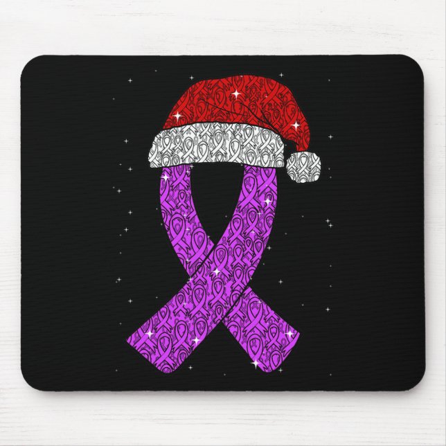 Epilepsy Christmas Hat Lila Bewusstsein Ribbon Sei Mousepad (Vorne)