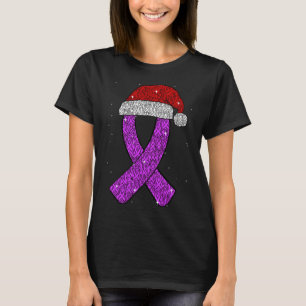 Epilepsy Christmas Hat Lila Bewusstsein Ribbon Sei T-Shirt