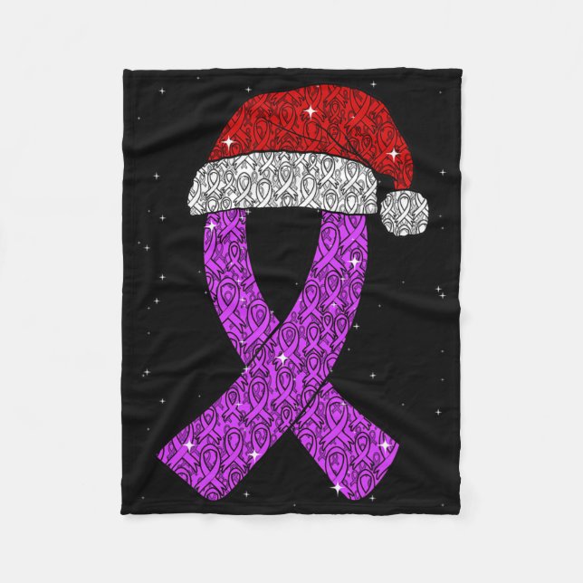 Epilepsy Christmas Hat Purple Awareness Ribbon Sei Fleecedecke (Vorderseite)