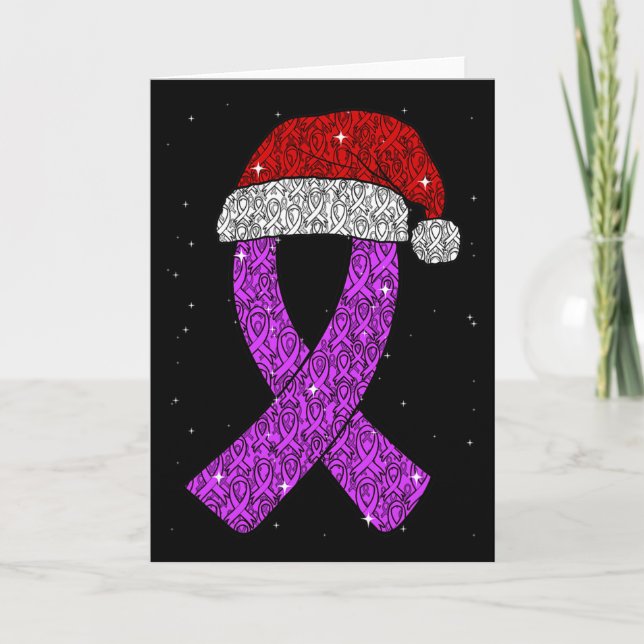Epilepsy Christmas Hat Purple Awareness Ribbon Sei Karte (Vorderseite)