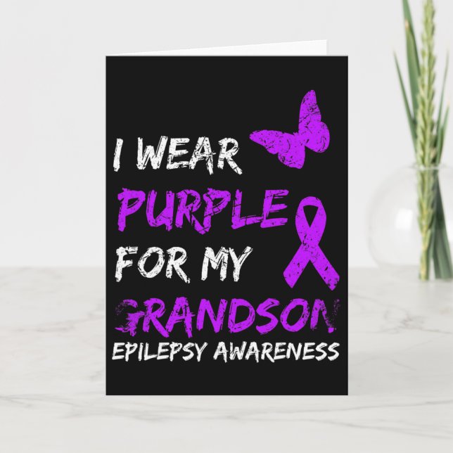 Epilepsy I Wear Purple For My Grandson Ribbon  Karte (Vorderseite)