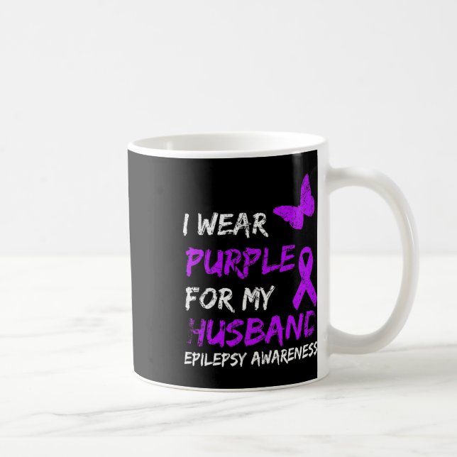 Epilepsy I Wear Purple For My Husbynd Ribbon  Kaffeetasse (Rechts)