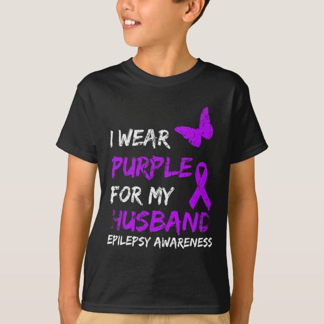 Epilepsy I Wear Purple For My Husbynd Ribbon  T-Shirt (Vorderseite)