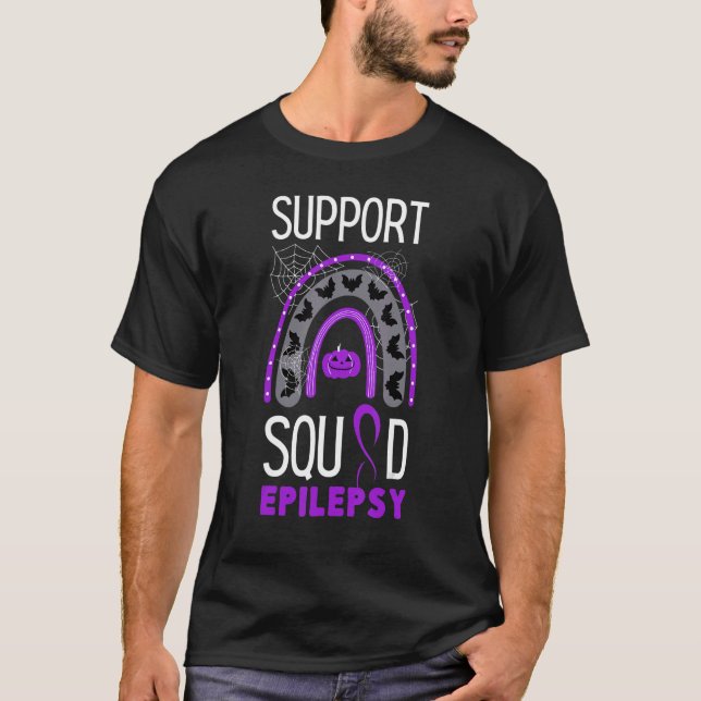 Epilepsy Lila Awareness Ribbon Squad Halloween H T-Shirt (Vorderseite)