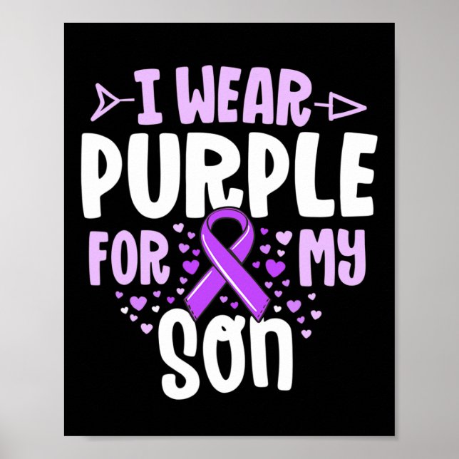Epilepsy Ribbon ich trage Lila für mein Sohn Gesch Poster (Vorne)