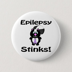 Epilepsy stinks Skunk Awareness Design Button