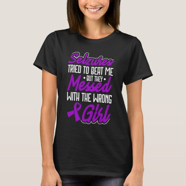 Epilepsy Warrior Purple Ribbon Epilepsy Awareness T-Shirt (Vorderseite)