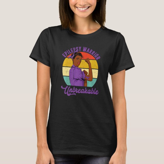 Epilepsy Warrior Unbreakable Melanin Women Girls S T-Shirt (Vorderseite)
