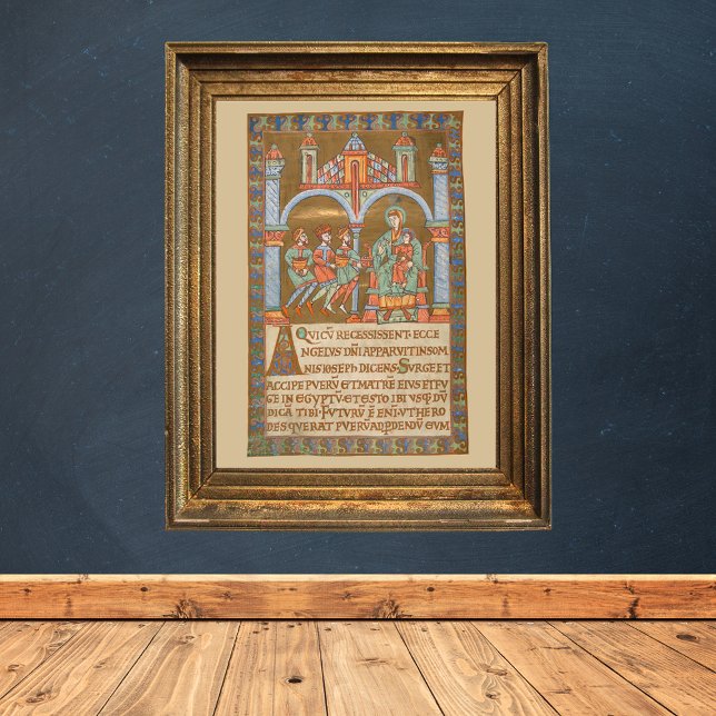 Epiphany Three Kings Christmas Mittelalterliches M Poster (Epiphany Three Kings -Christmas Catholic Christian Medieval Manuscript Poster)