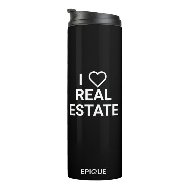Epique I Heart Real Anwesen Black Tumbler Thermosbecher (Nach rechts gedreht)
