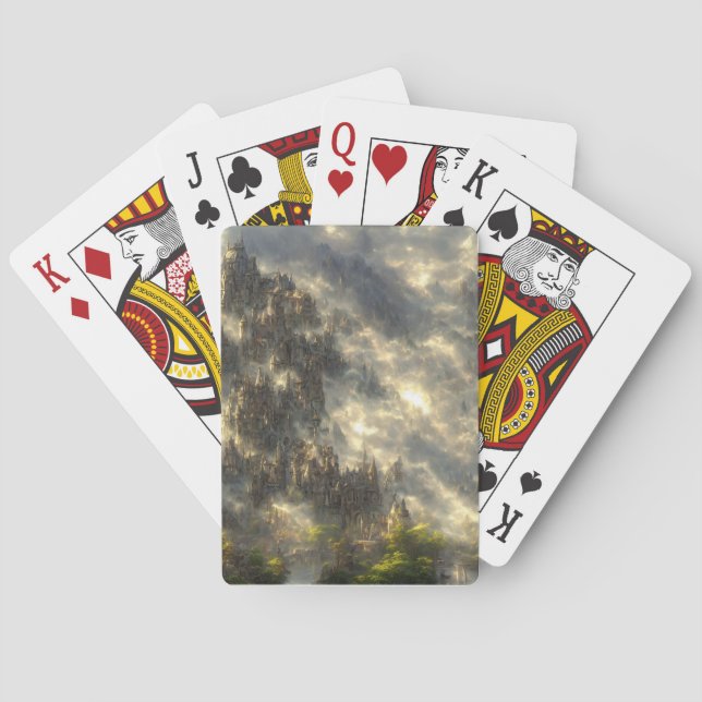 Epische Eldin-Ringlandschaft Cyberpunk Spielkarten (Rückseite)