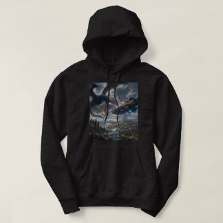 Epische Fantasy-Drachen-Raumschiff-Schlacht-Hoodie Hoodie