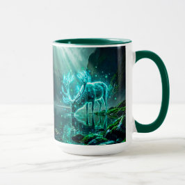 Epische Fantasy Leuchtender Geisthirsch Bergsee Tasse