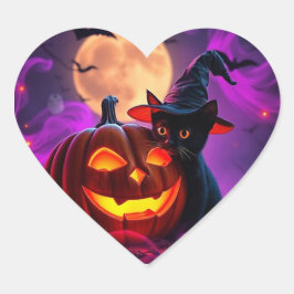 Epische Halloween-Magie - leuchtende Kürbis und Sp Herz-Aufkleber